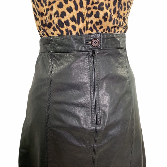 Vintage Leather Pencil Skirt Black Size 8 - Picture 5 of 11